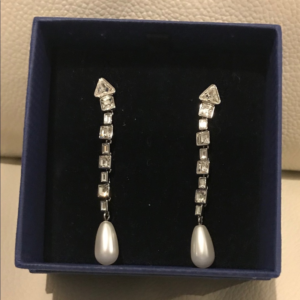Swarovski crystal duo earrings $60 with box
